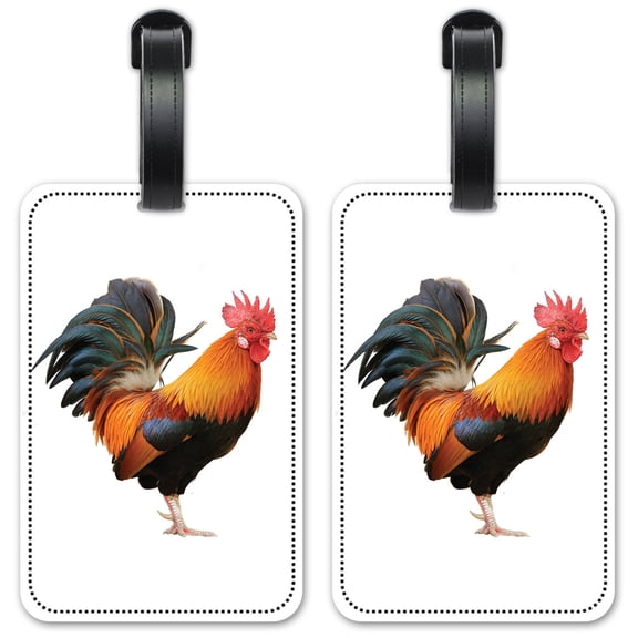 Rooster - Luggage ID Tags / Suitcase Identification Cards - Set of 2