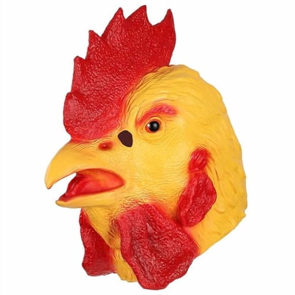 Rooster Mask Costume,Full Head Chicken Headgear Men Women,Latex Yellow Chicken Mask for Halloween Party Carnival
