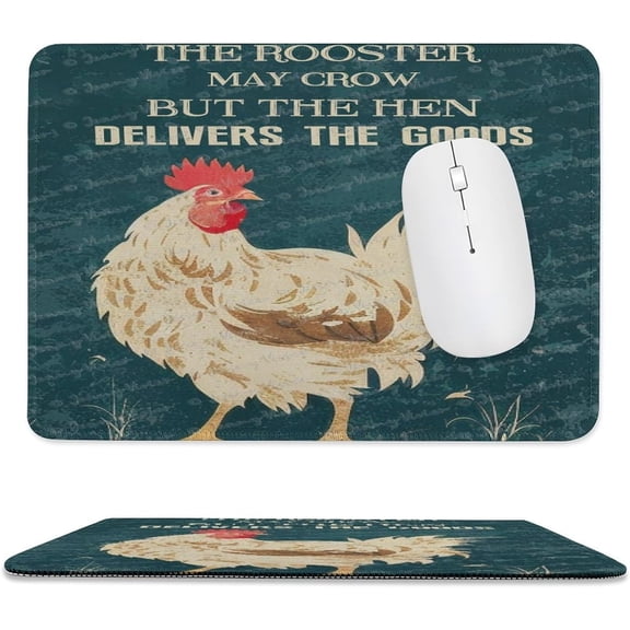 Rooster Mouse Mat, Square Mouse Pad Non-Slip Rubber Base Mouse Pads for Office Home Laptop Travel, The Rooster May Crow But The Hen Delivers The Goods 8x10 Inch