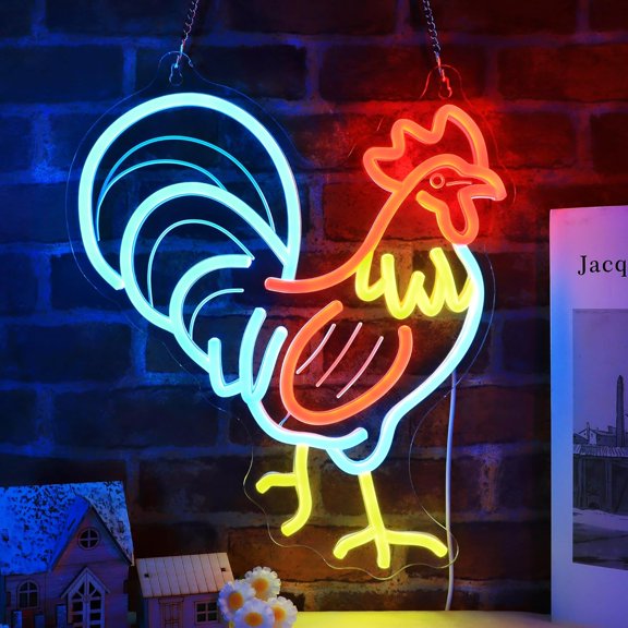 Rooster Neon Sign, Neon Lights for Room Wall Table Decor Art, Party Birthday Holiday for Teens