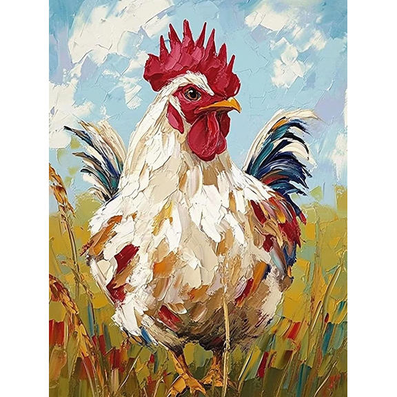 Rooster Oil Painting Decoration/Canvas Art Suitable for Living Room Bedroom Kitchen Dining Room Bathroom Office Hotel Farmhouse Bar Coffee Shop Decor.
