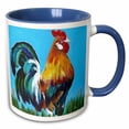 thumbnail image 1 of 3drose, Rooster on Blue Background, 15oz Two-tone Blue Mug, 1 of 6