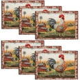thumbnail image 1 of Rooster Placemats Set of 6 Chicken Farmhouse Table Mats Washable Place Mats for Home Party Indoor Kitchen Dining Table Decoration 12x18 Inch, 1 of 6