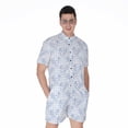 thumbnail image 1 of Rooster Plaid Pattern Short Sleeve Men'S Rompers, Checkered Caro Plaid Tartan Casual Summer Jumpsuits Outfit, 1 of 4