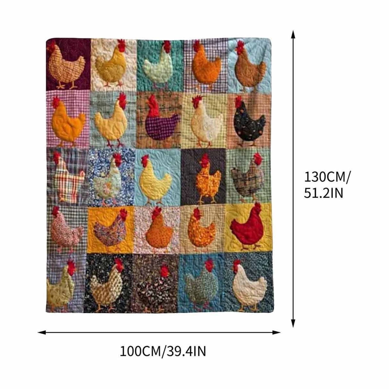 Rooster Plaid Print Flannel Throw Blanket, Cute Chicken Pattern Chicken Print Throw Blanket Soft Cozy Warm Farmhouse Decor for Couch Bed Living Room Home Use(A2)