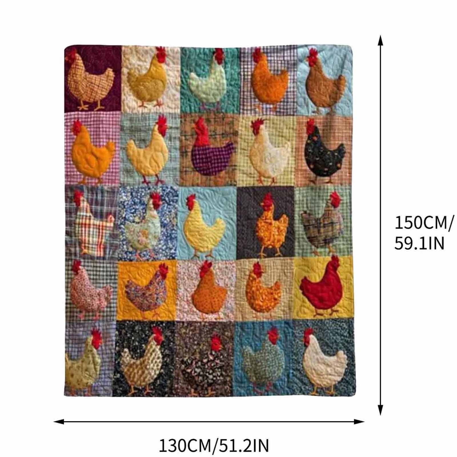 Rooster Plaid Print Flannel Throw Blanket, Cute Chicken Pattern Chicken Print Throw Blanket Soft Cozy Warm Farmhouse Decor for Couch Bed Living Room Home Use(A3)