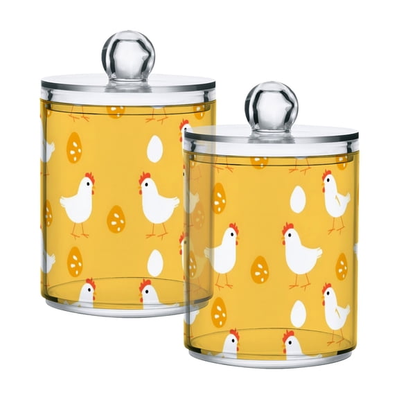 Rooster Plastic Storage Jar 2 Pack Clear Translucent Canisters Dustproof Lid