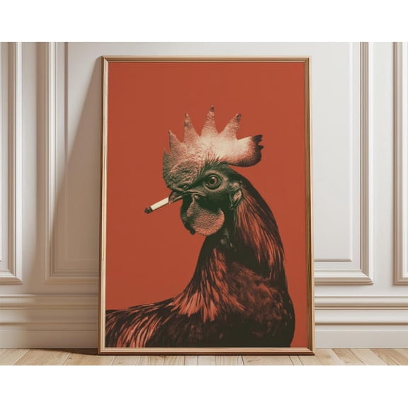 Rooster Portrait Wall Art Print, Unframed Paper Poster 8x10in