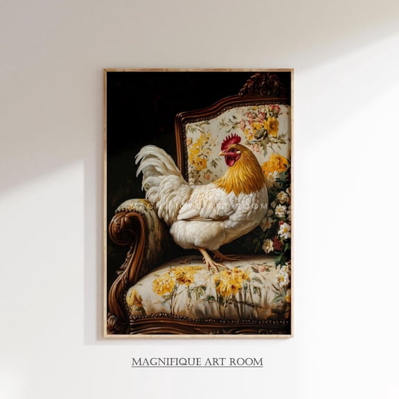 Rooster Poster Wall Art Farmhouse Kitchen Decor, Rustic Country Animal Poster, Vintage Chicken S787, Size 24x36 UNFFRAMED F03.1.7l2261