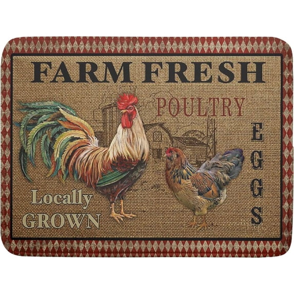 Rooster Poultry Dish Drying Mat For Kitchen Counter 18x24 Inch Microfiber Absorbent Linen printing Drying Pad Rural hen Drying Mat Dishes Pad Dish Drainer Rack Mats For Coffee Bar Mats