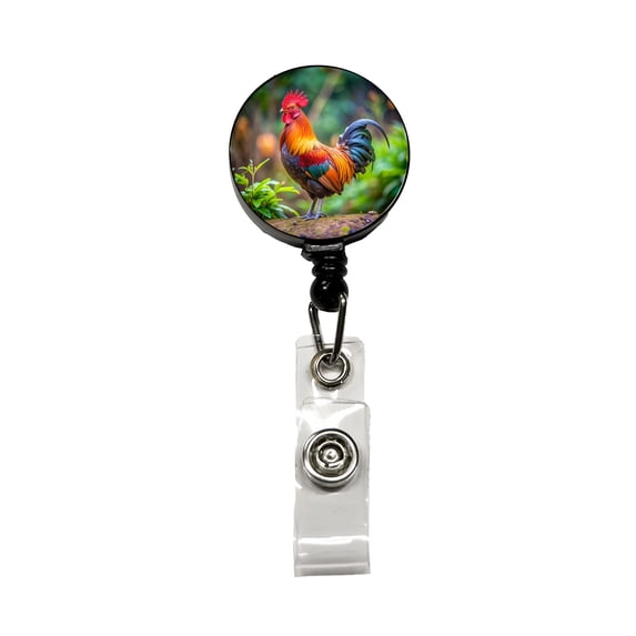 Rooster Retractable Reel ID Badge Key Card Name Tag Holder with Clip