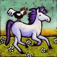 thumbnail image 1 of "Rooster Rides a Horse" Painting Print on Wrapped Canvas, 1 of 5