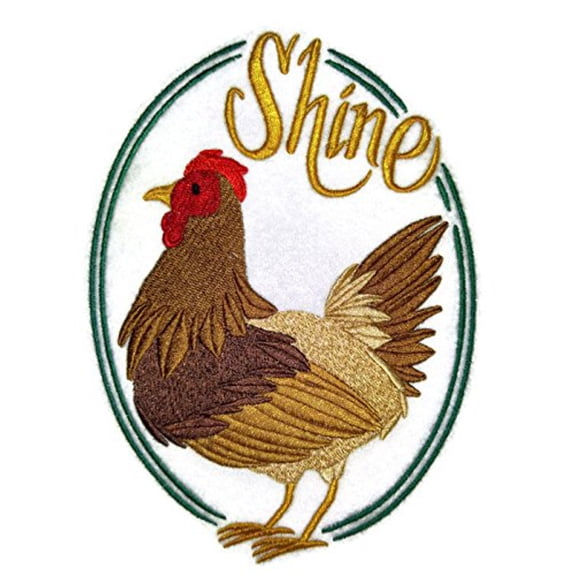 Rooster [Rise And Shine Hen ] Embroidered Iron on/Sew patch [6.54" X 4.85"]