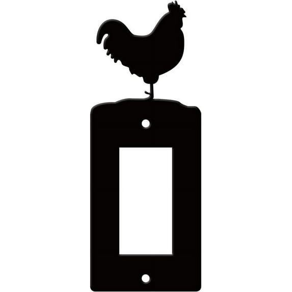 Rooster Rocker Switch Cover Single Gang Wall Plate Iron Light Cover Power Outlet Decorations Rectangle Black with Screws 1.3x2.63 inches Hole Rocker Switch DIY