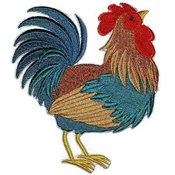Rooster [ Rooster ] Embroidered Iron on/Sew Patch [6" X 4.5"]