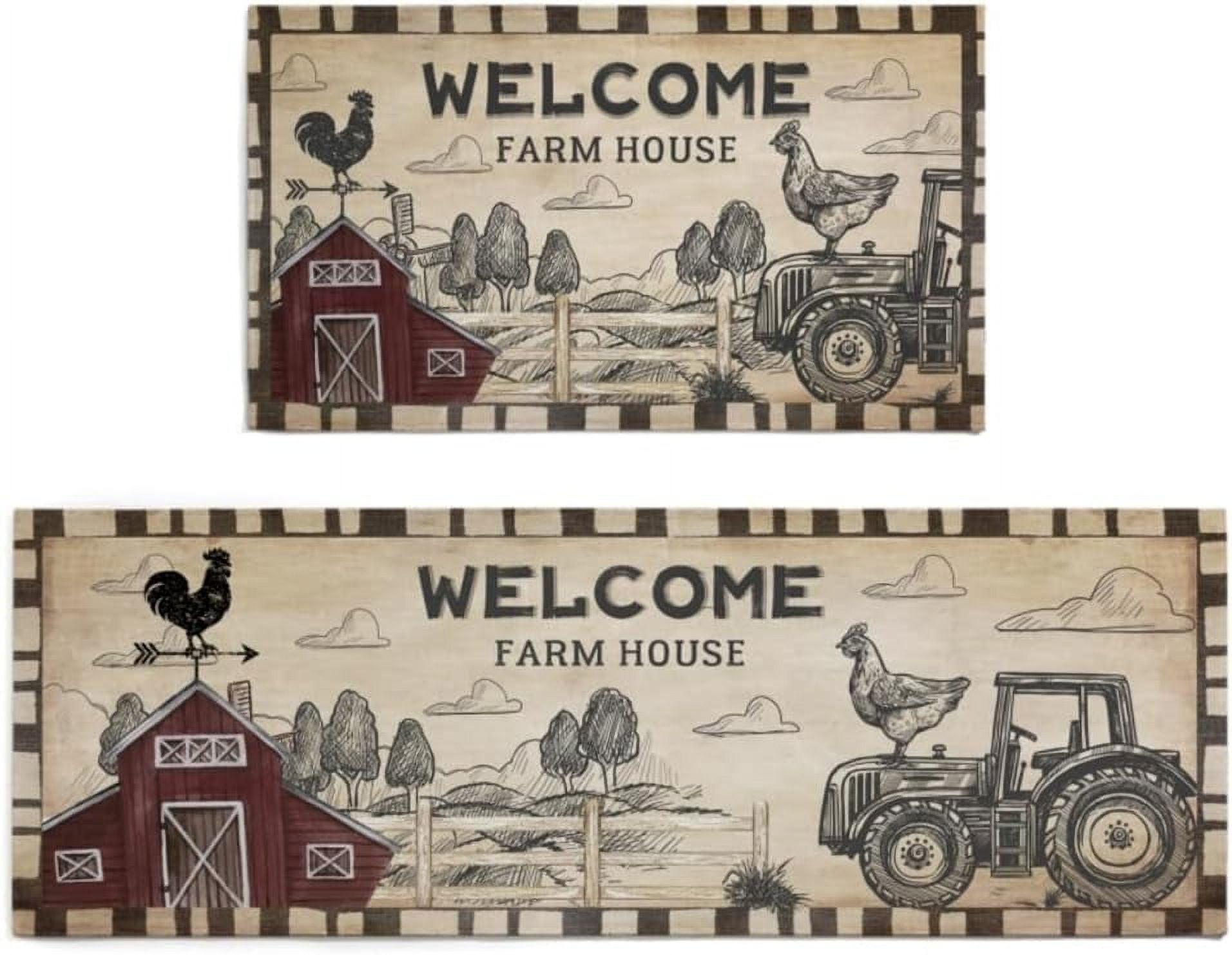Chiken Rugs Rooster Rugs for Kitchen Floor Non Slip Chicken Kitchen Rug Sets ...