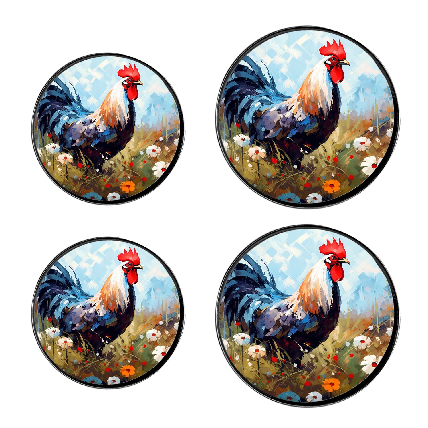 Rooster Shape Cartoon Sketch Beautiful Stove Burner Covers Set,Gas