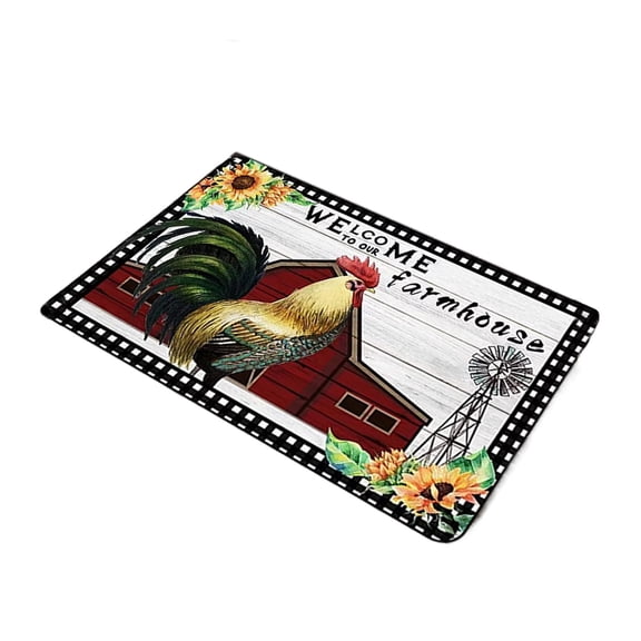 Rooster Shape Non Slip Rubber Backing Door Mat Super Absorbent Quick Dry Carpet For Kitchen Bathroom Entryway Farmhouse Decor