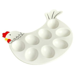 Rooster Shaped Ceramic Deviled Egg Platter Decorative Egg Serving Tray Large Capacity Easter Party Tableware Dishwasher Safe Kitchen Holiday Food Display Plate