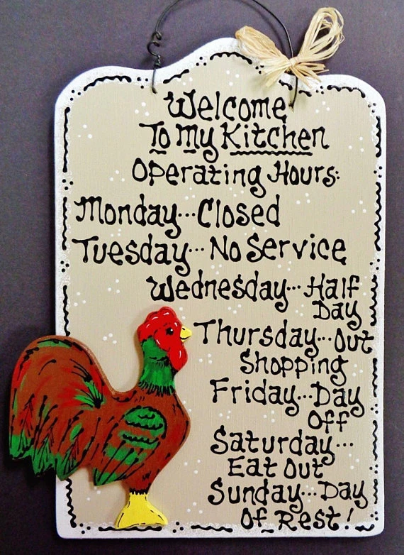 Kitchen Operating Hours Rooster Sign Kitchen Operating Hours Wall Art Plaque Country Chicken ...