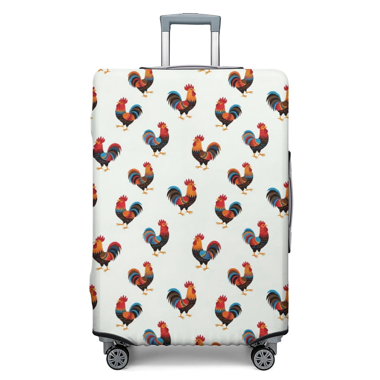 White Electronic Pattern Rooster and Silhouette White Pattern Luggage Cover,Stretch Suitcase ...
