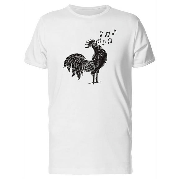 Rooster Singin Silhouette T-Shirt Men -Image by Shutterstock, Male XX-Large