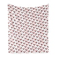 thumbnail image 1 of Rooster Soft Flannel Fleece Throw Blanket, Abstract Farm Animal with Different Patterns on Plain Background, Cozy Plush for Indoor and Outdoor Use, 50" x 70", Vermilion Black and White, by Ambesonne, 1 of 5
