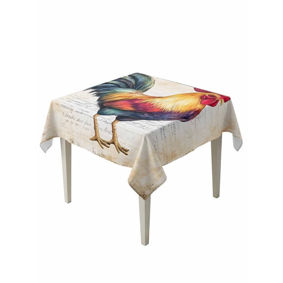 Rooster Table Cloth 54x54 Inch Square, Retro Chicken Farm Animal Rustic Country Waterproof Tablecloth Washable Table Cover for Party Picnic Dinner Decor