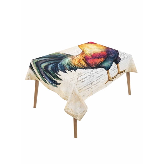 Rooster Table Cloth 60x102 Inch Rectangle, Retro Chicken Farm Animal Rustic Country Waterproof Tablecloth Washable Table Cover for Party Picnic Dinner Decor