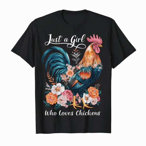 Rooster Tee For Women Kids, Just A Girl Who Loves Roosters T-Shirt