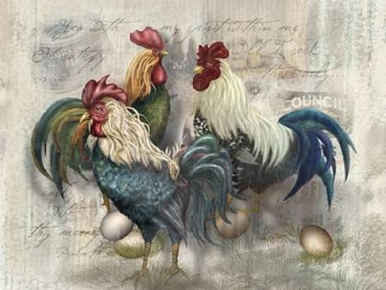 Rooster Trio Canvas Art - Alma Lee (22 x 28)
