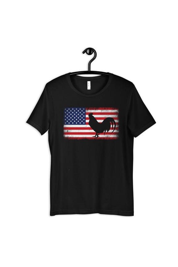 Rooster USA Flag American Patriotic Chicken Farm Graphic Novelty T Shirt,for unisex up to size 5XL