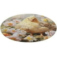 thumbnail image 1 of Rooster Vintage Barn Colorful Flowers Round Small Area Rug, Print Non Slip Washable Floor Mat, Soft Throw Rug for Living Room, Powder Room Entryway, Bathroom, Bedside, 1 of 7