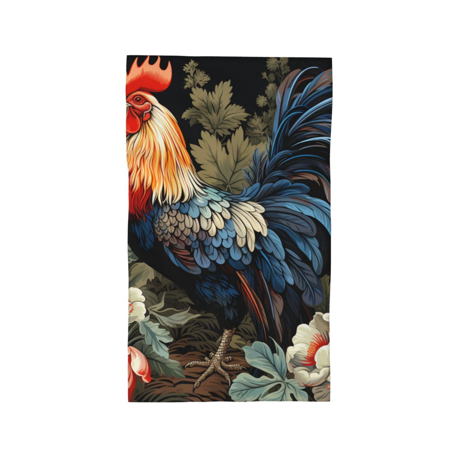 Rooster Vintage Black 27.5" x 16" Ultra Soft Hand Towel, Face Wash Cloth for Bathroom, Gym, Travel, Pool