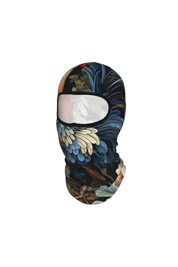 Rooster Vintage Black Unisex Balaclava Ski Mask Full Face Cover for Cold Weather & UV Protection, Breathable Cooling Helmet Liner