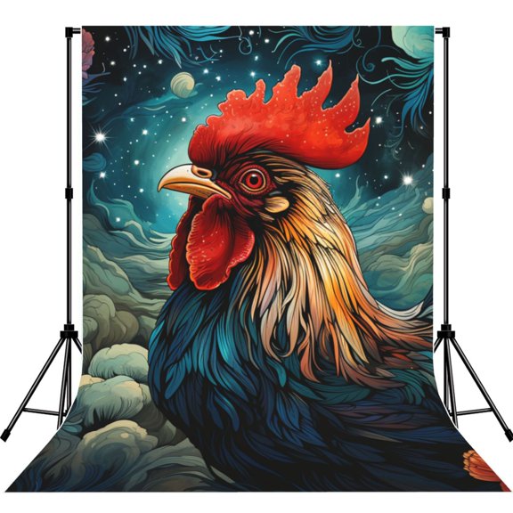 Rooster Vintage Cool Art Photography Backdrop 5x7Ft Background for Photo Studio Video Recording Birthday Party Wedding Home Decor