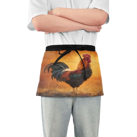 Rooster Waist wrap apron Adjustable service half apron for kitchen cooking Use 3 pockets Suitable for both men and women