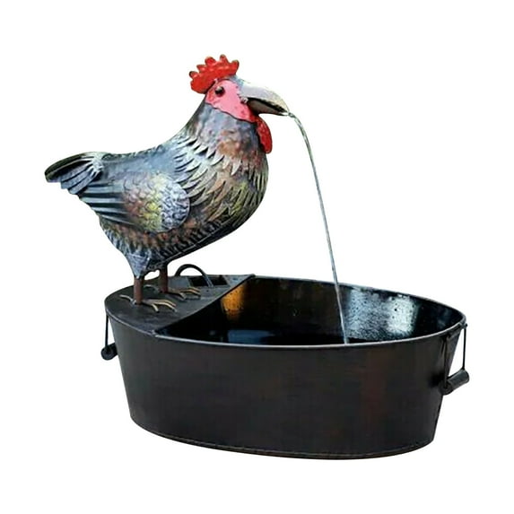 Rooster Water Fountain Garden Art Decoration - Outdoor Indoor Decorative Water Feature With Realistic Rooster Sculpture For Yard Landscape - Home, Patio, Backyard, Garden, Outdoor