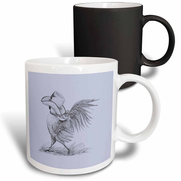 3drose, Rooster Wearing Cowboy Hat, 11oz Magic Transforming Mug