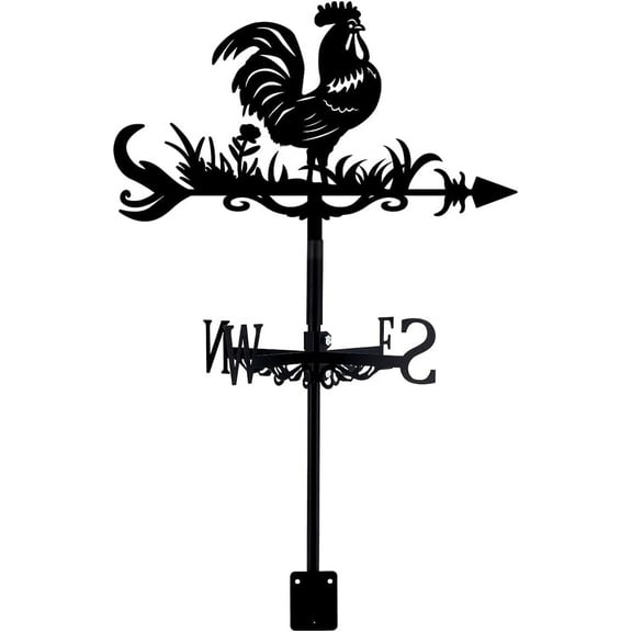 Rooster Weathervane Chicken Wrought Iron Wind Vane Roof Garden Direction Sign Outdoor Farmhouse Decoration Wind Measuring Tool