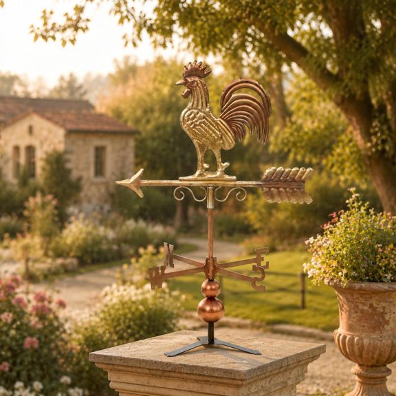Rooster Weathervane Metal Roof Mount Wind Direction Indicator for Outdoor Gardens Gazebos and Farmhouses