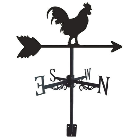 Rooster Weathervane for Roof - Heavy Duty Metal Wind Direction Indicator with Stake - Farmhouse Garden Decor for Yard, Barn or Patio - Rustproof Outdoor Weather Vane Ornament