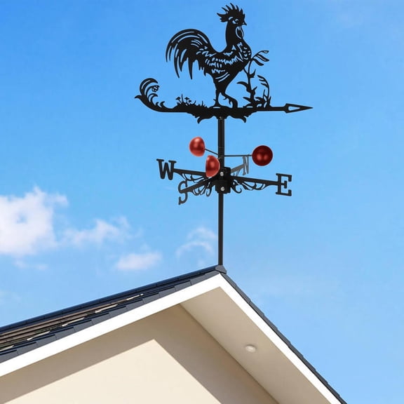 Rooster Weathervane Roof Mount, Rust-Resistant Metal Wind Direction Indicator for Yard Garden Farmhouse Chicken Coop