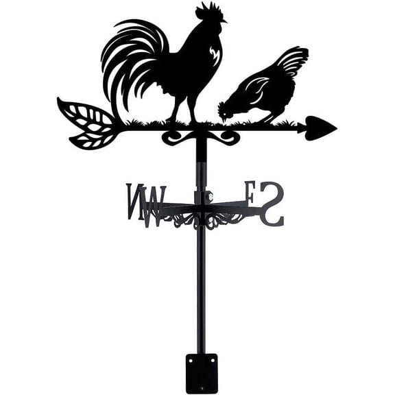 Rooster Weathervanes Animal Metal Weathervane Black Weather Vanes for Yard Garden Art Decor for Roof Indicators Metal Rooster Wind Vanes Outdoor Farm Barn Sheds Garden Patio Decoration