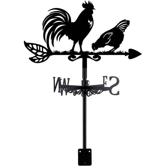 Rooster Weathervanes Animal Metal Weathervane Black Weather Vanes for Yard Garden Art Decor for Roof Indicators Metal Rooster Wind Vanes Outdoor Farm Barn Sheds Garden Patio Decoration
