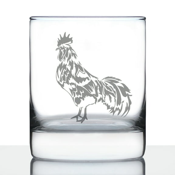 Bevvee Whiskey Rocks Glass 10.25 oz Rooster Gifts for Rooster Lovers Glassware & Drinkware