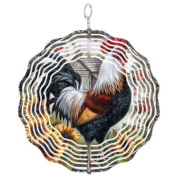 Rooster Wind Spinner Metal Outdoor Decor Farmhouse Rustic Multicolor