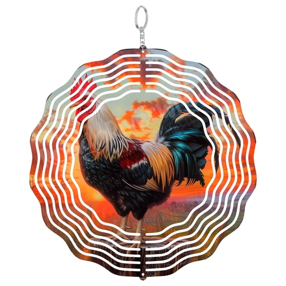 Rooster Wind Spinner Metal Outdoor Decor Rustic Farm Vibrant Multicolor