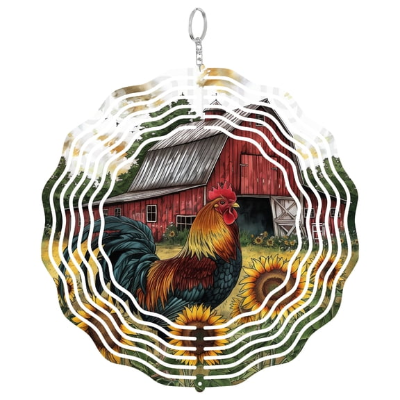 Rooster Wind Spinner Metal Outdoor Decor Rustic Farmhouse Art Multicolor