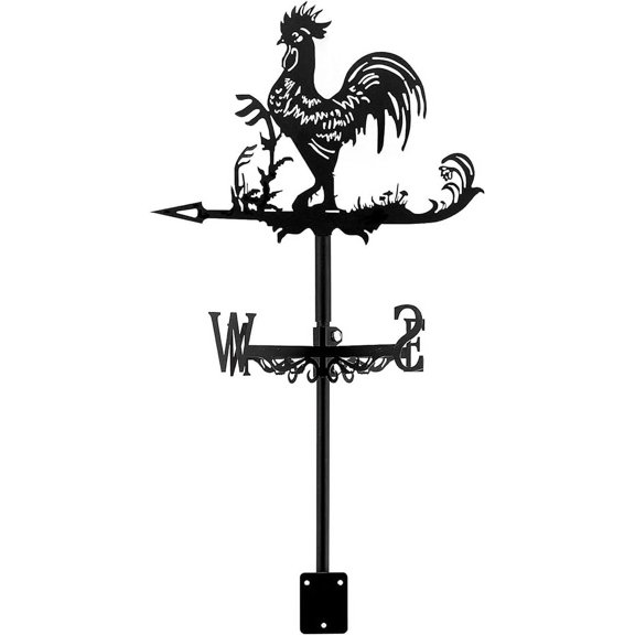 Rooster Wind Vane Rooftop Weather Vane Retro Metal Wind Direction Indicator Farm Scene Garden Art Decor for Roof Garden Patio Backyard Chicken Coop Barn Decorations